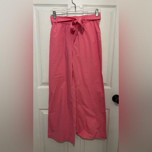 SUNDAYS Women's Pink 100% Cotton Belted Tie Waist Wide Leg Stella Pants Size XS - Picture 1 of 5